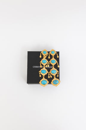 Gold and Turquoise Drop Earrings