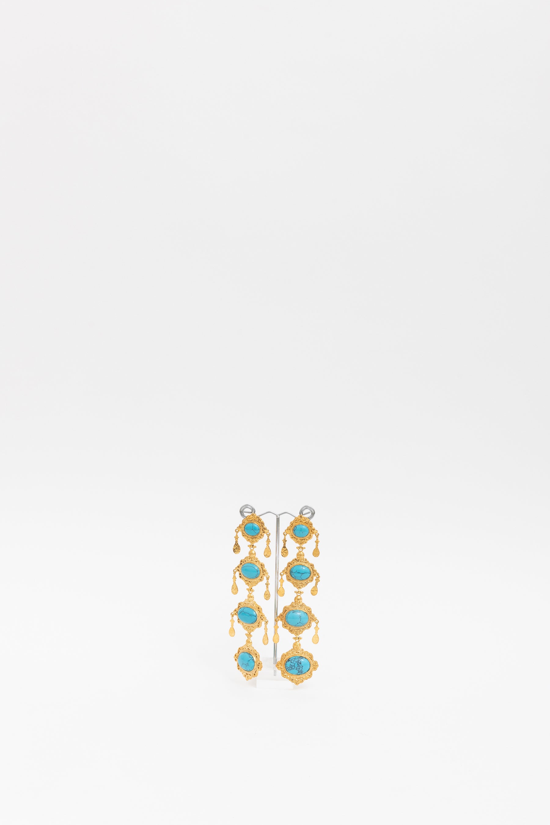 Gold and Turquoise Drop Earrings