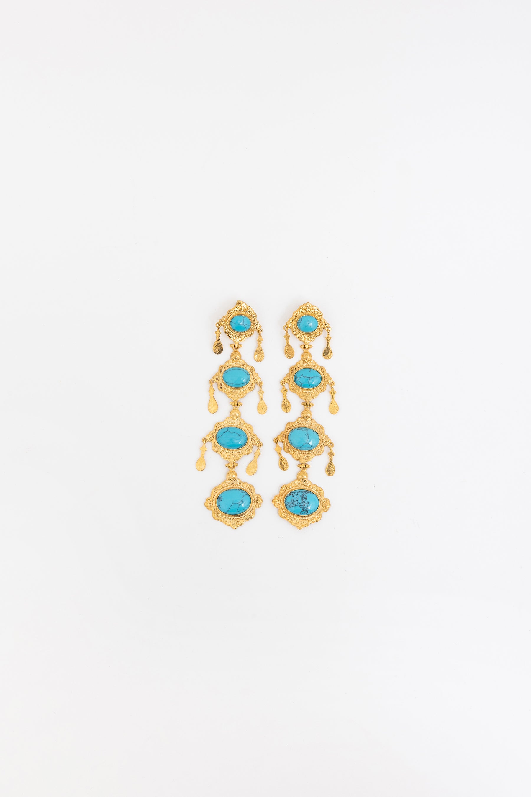 Gold and Turquoise Drop Earrings