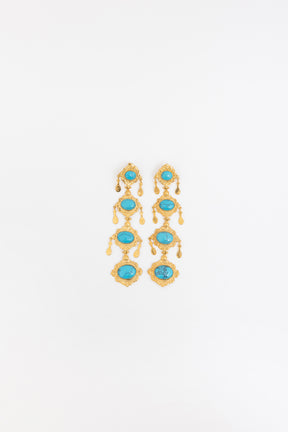 Gold and Turquoise Drop Earrings