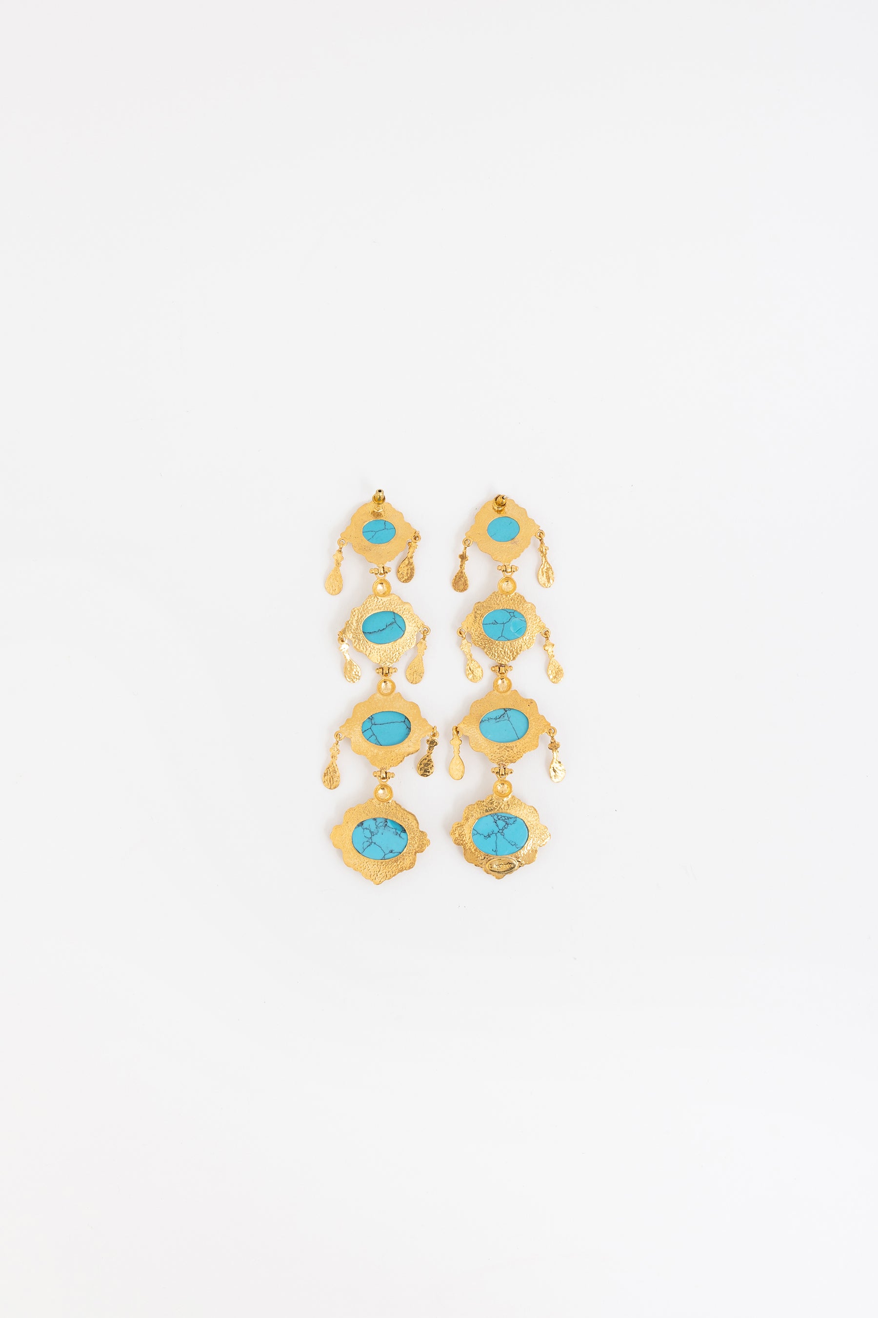 Gold and Turquoise Drop Earrings