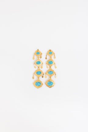 Gold and Turquoise Drop Earrings