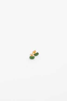 Gold And Jade Bean Stud Earring