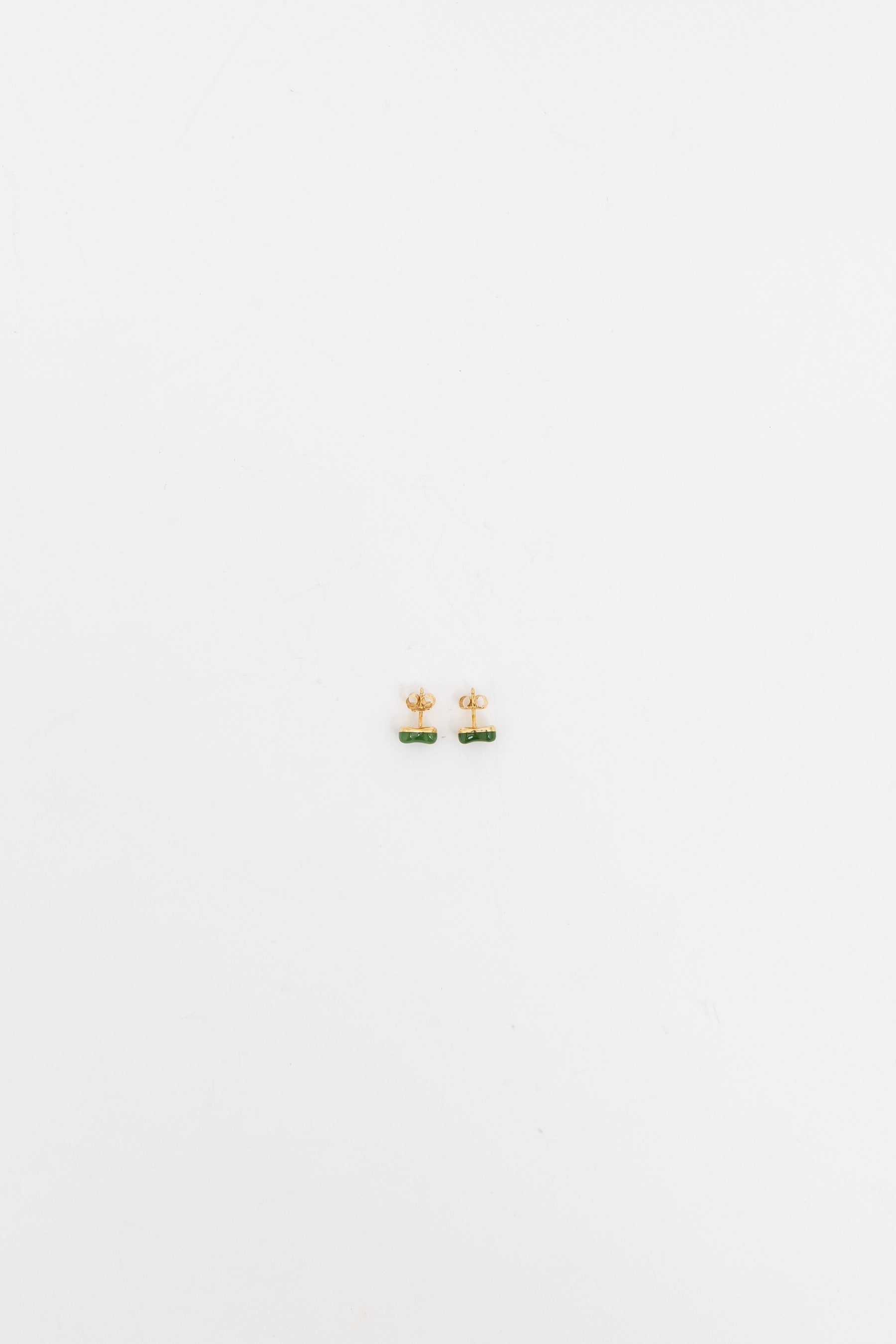 Gold And Jade Bean Stud Earring