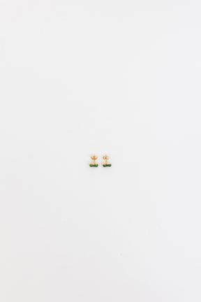 Gold And Jade Bean Stud Earring