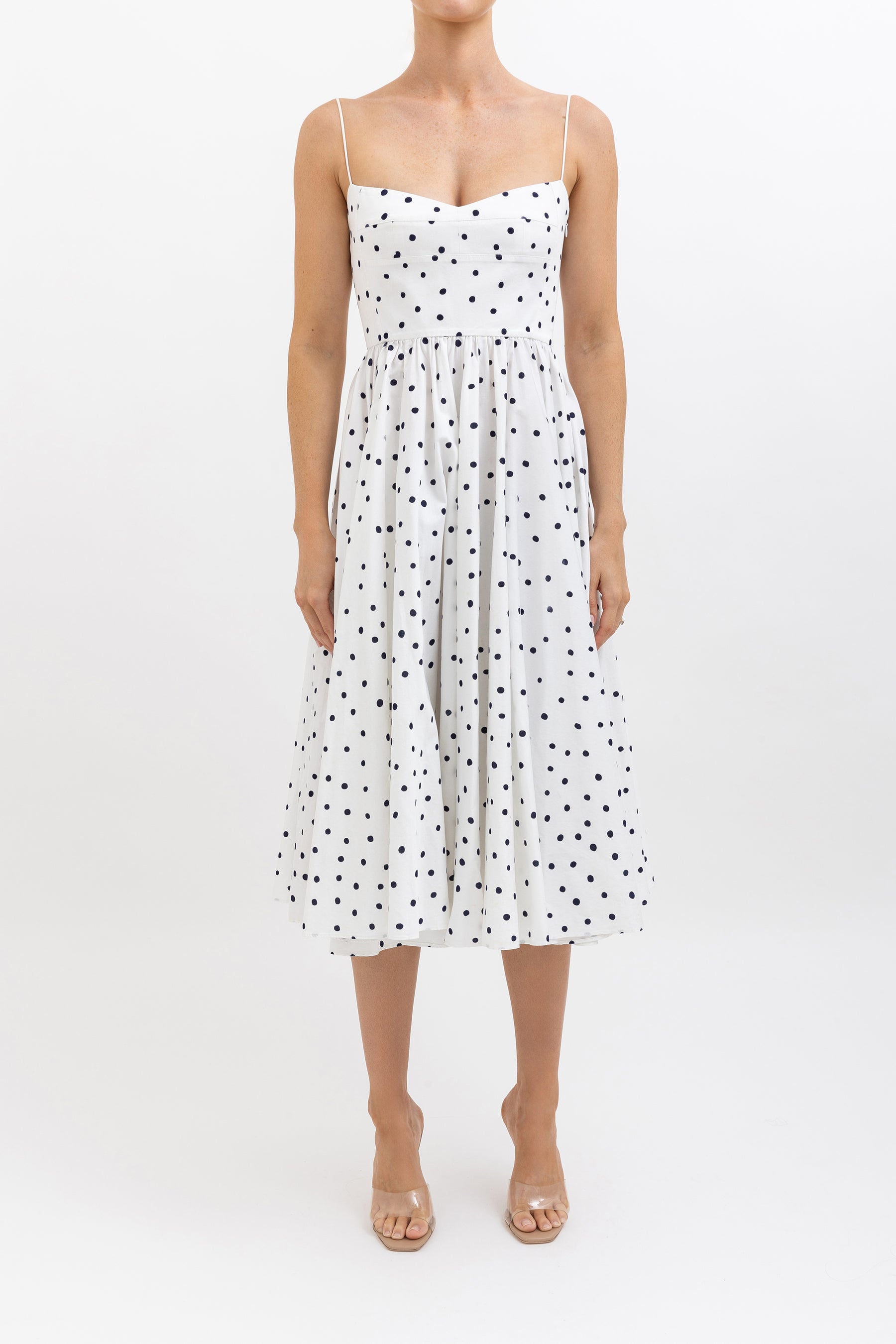 Flocked Spot Midi Sun Dress