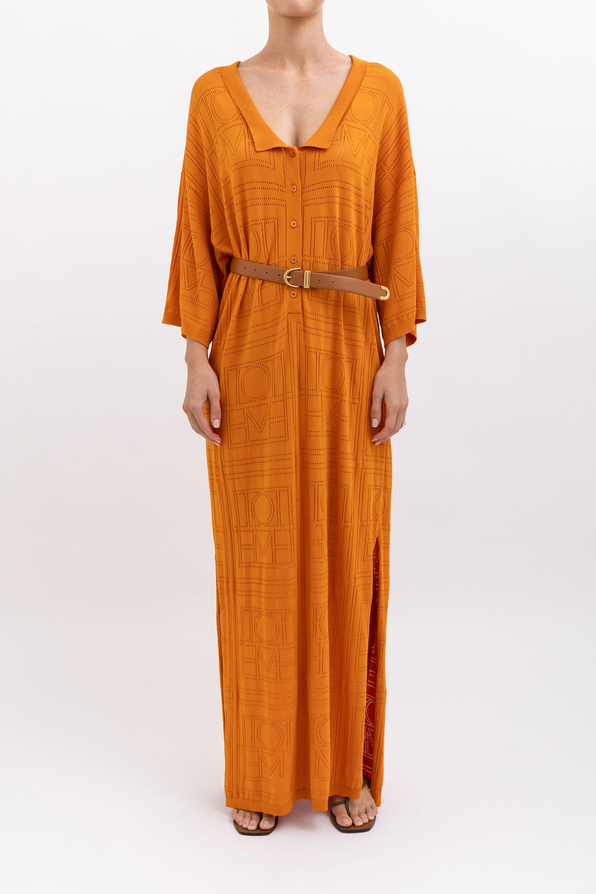 Monogram Pointell Dress Burnt Orange