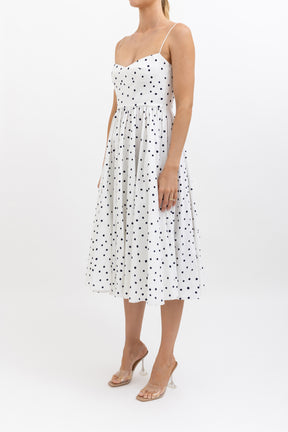 Flocked Spot Midi Sun Dress