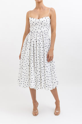 Flocked Spot Midi Sun Dress