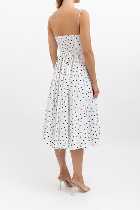 Flocked Spot Midi Sun Dress