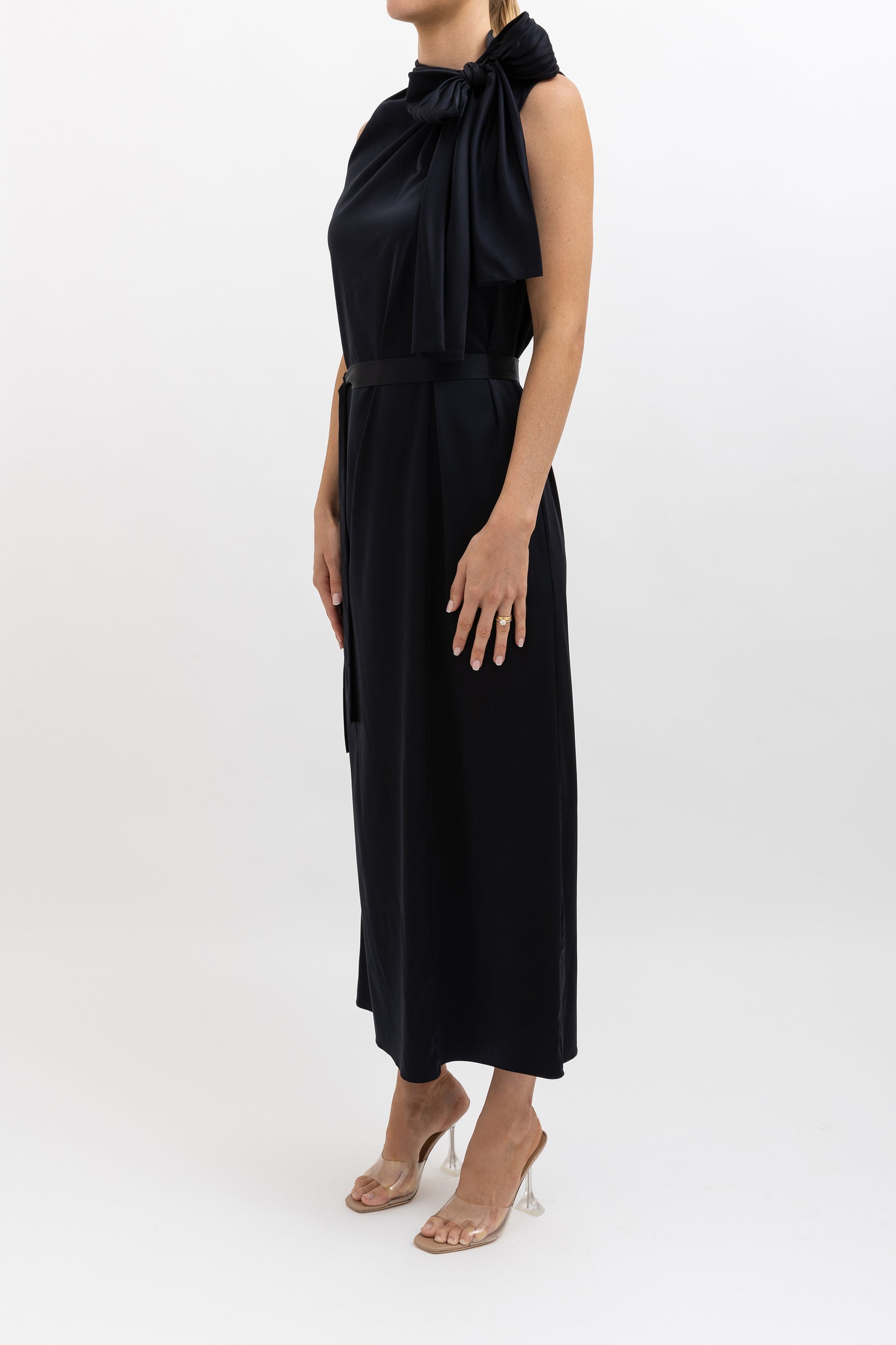 Silk Cravat Midi Dress