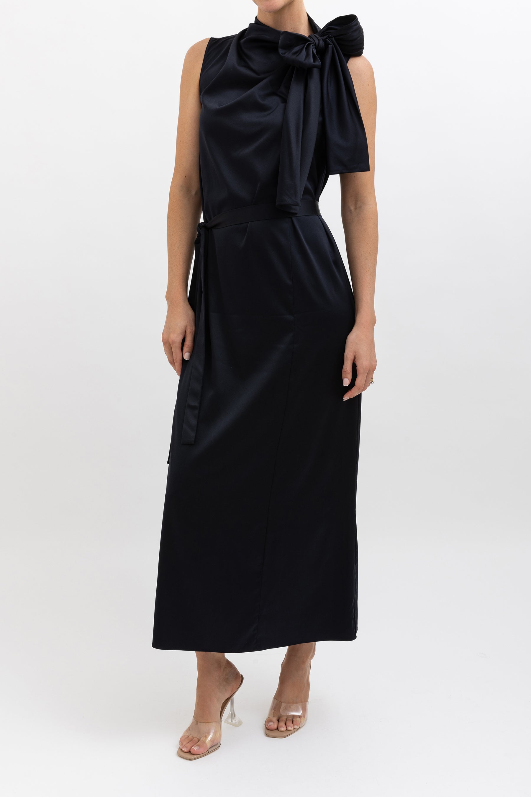 Silk Cravat Midi Dress