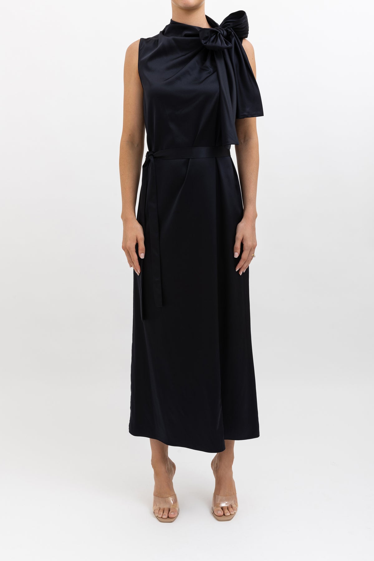 Silk Cravat Midi Dress