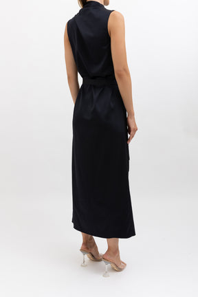 Silk Cravat Midi Dress