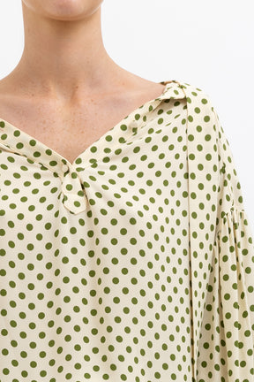 Spotted Tie Neck Blouse