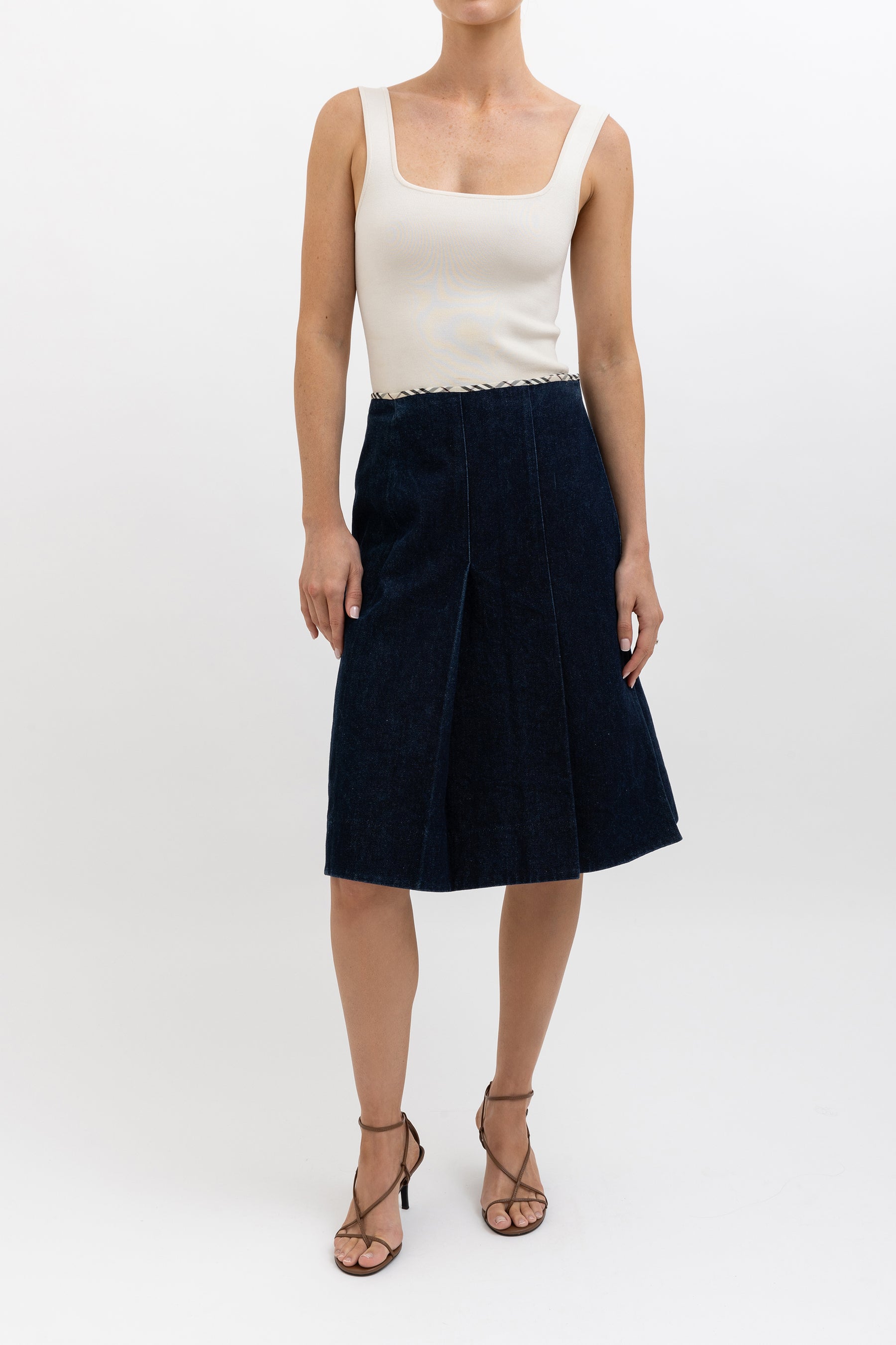 Denim Knee Length Wrap Skirt