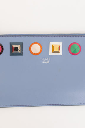 Fendi Blue leather Multi Studded Pouch