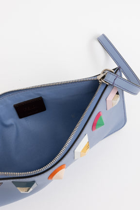 Fendi Blue leather Multi Studded Pouch