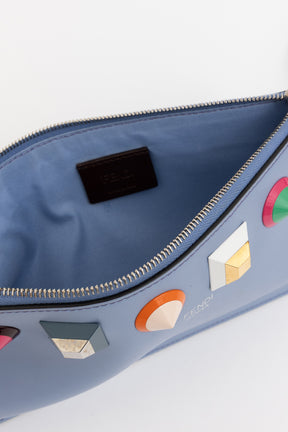 Fendi Blue leather Multi Studded Pouch