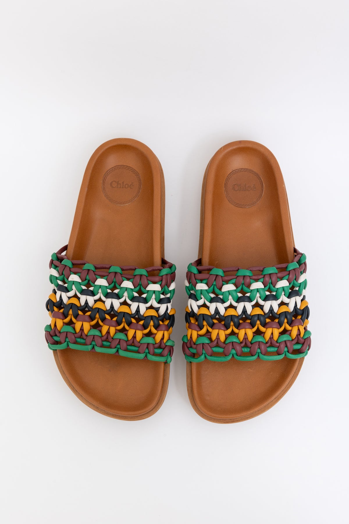 Woven Leather Slides