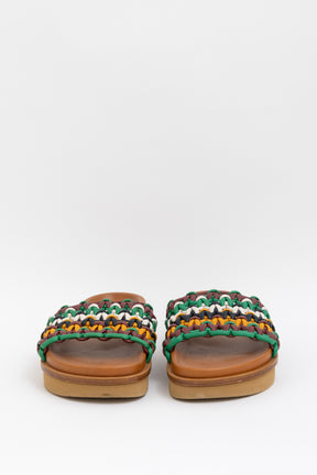 Woven Leather Slides