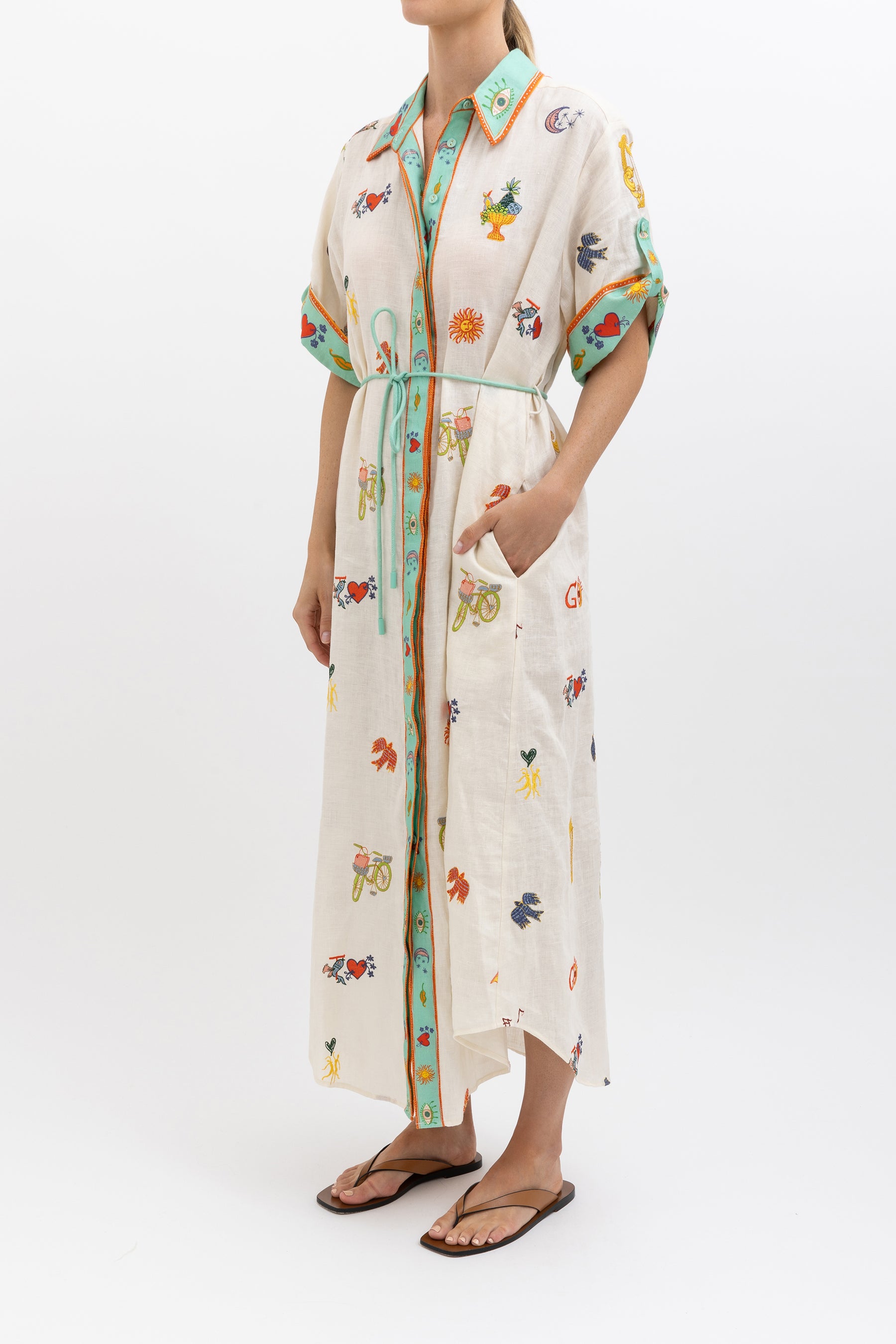 Holiday Go To Embroidered Shirt Dress