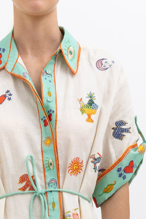 Holiday Go To Embroidered Shirt Dress