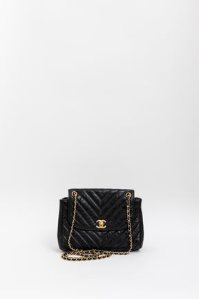 Crinkled Chevron Flap Bag