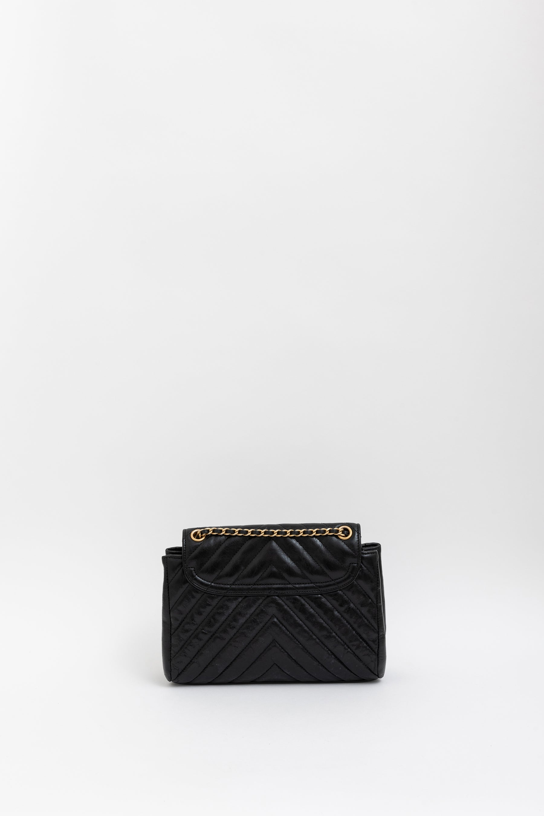 Crinkled Chevron Flap Bag