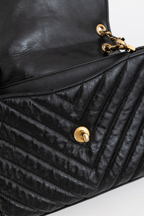 Crinkled Chevron Flap Bag