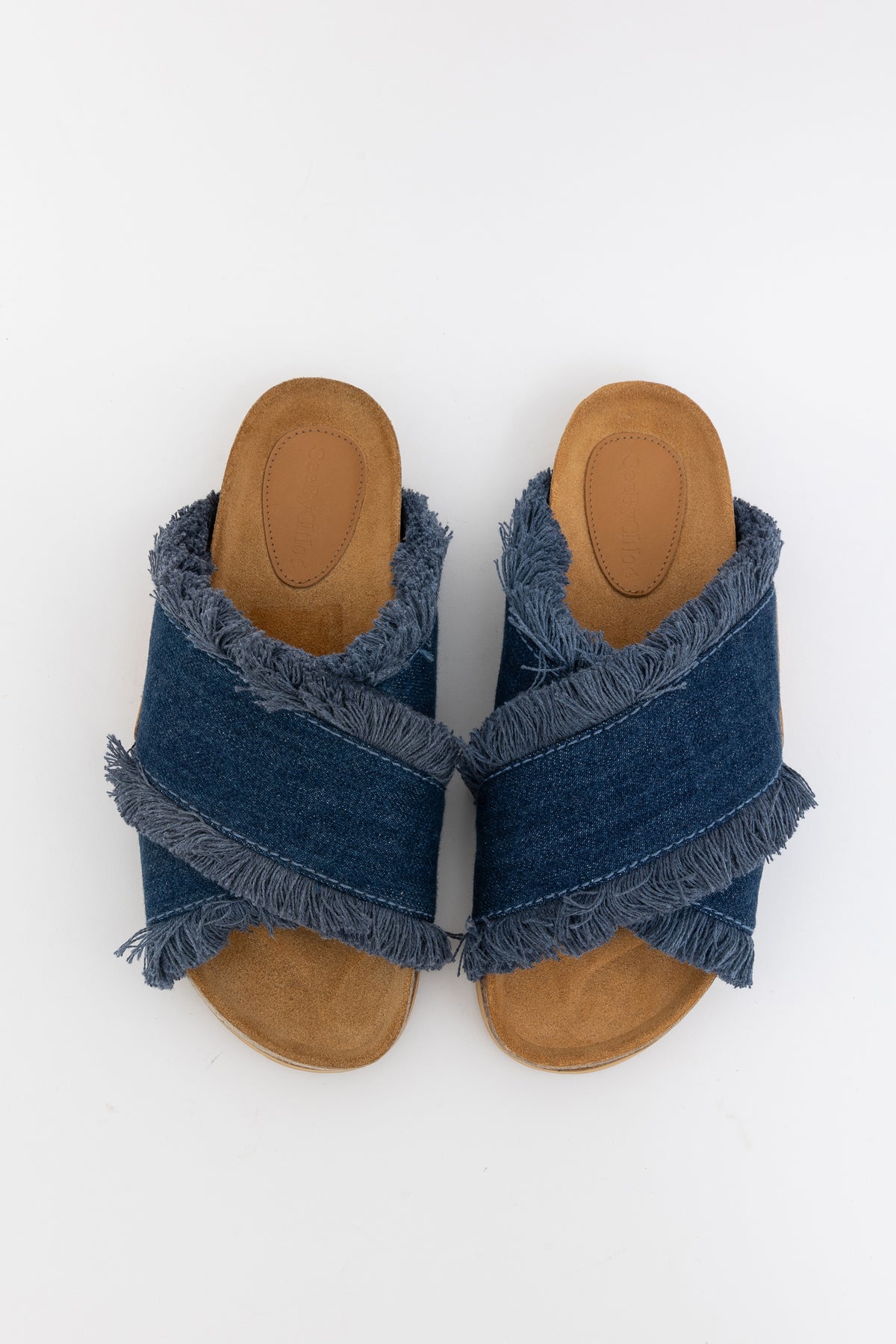 Frayed Denim Sandals Blue