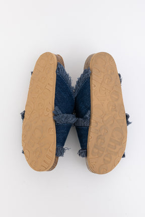 Frayed Denim Sandals Blue