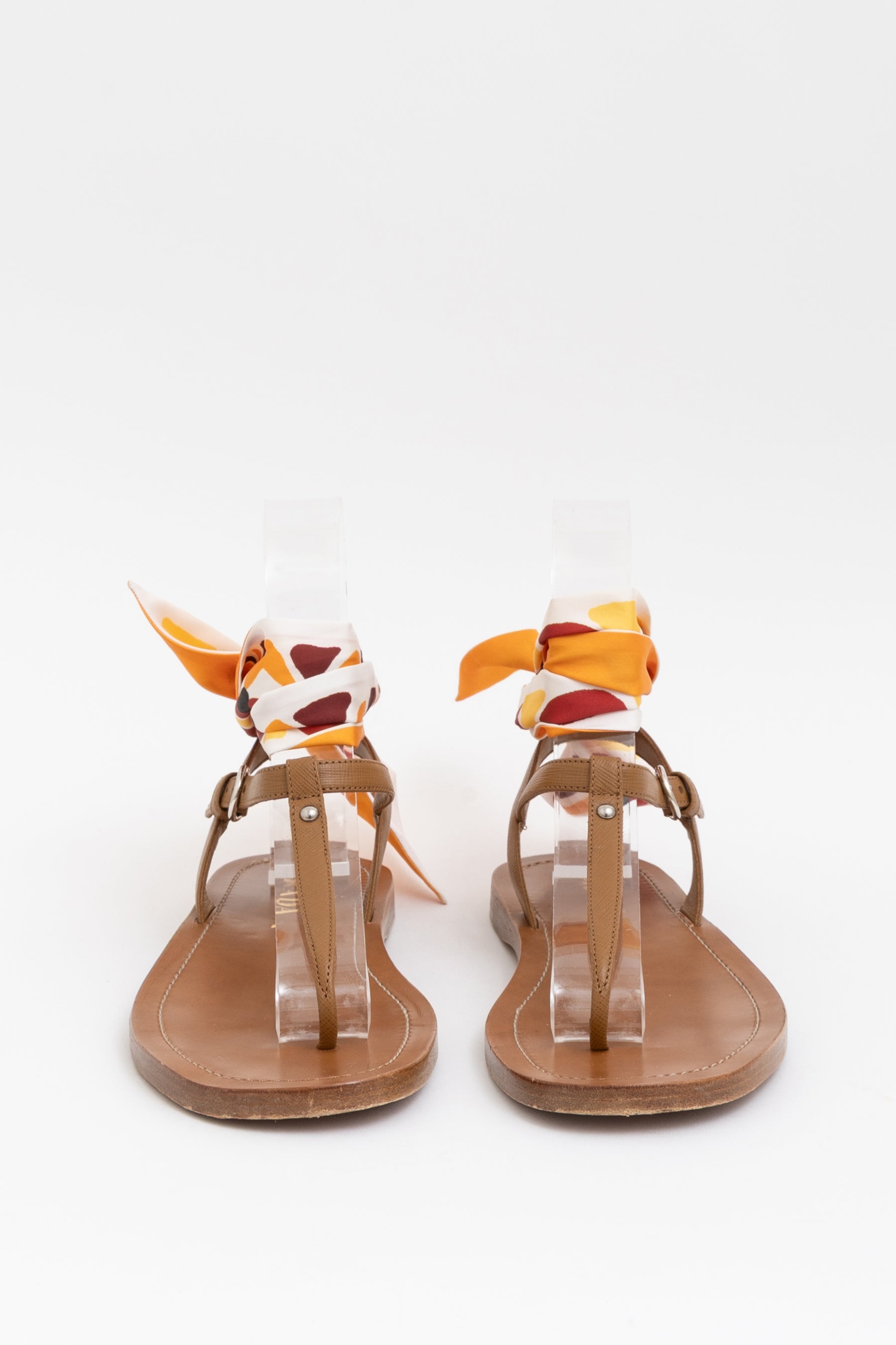 Thong Sandals with Ribbon Tie