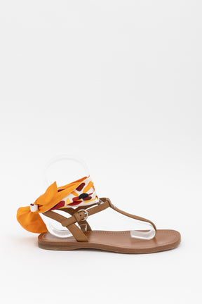 Thong Sandals with Ribbon Tie