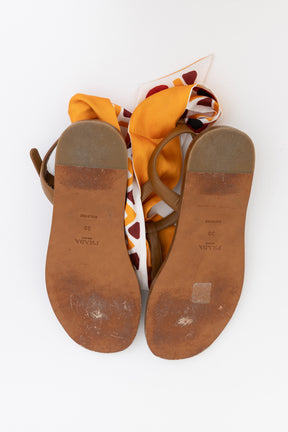 Thong Sandals with Ribbon Tie