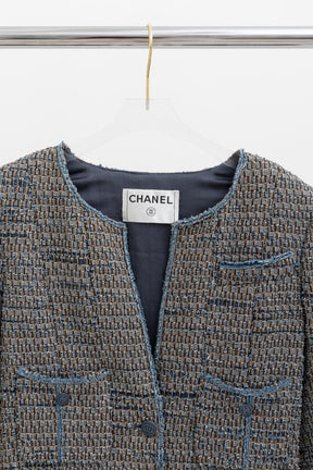 Tweed Collarless Cropped Jacket