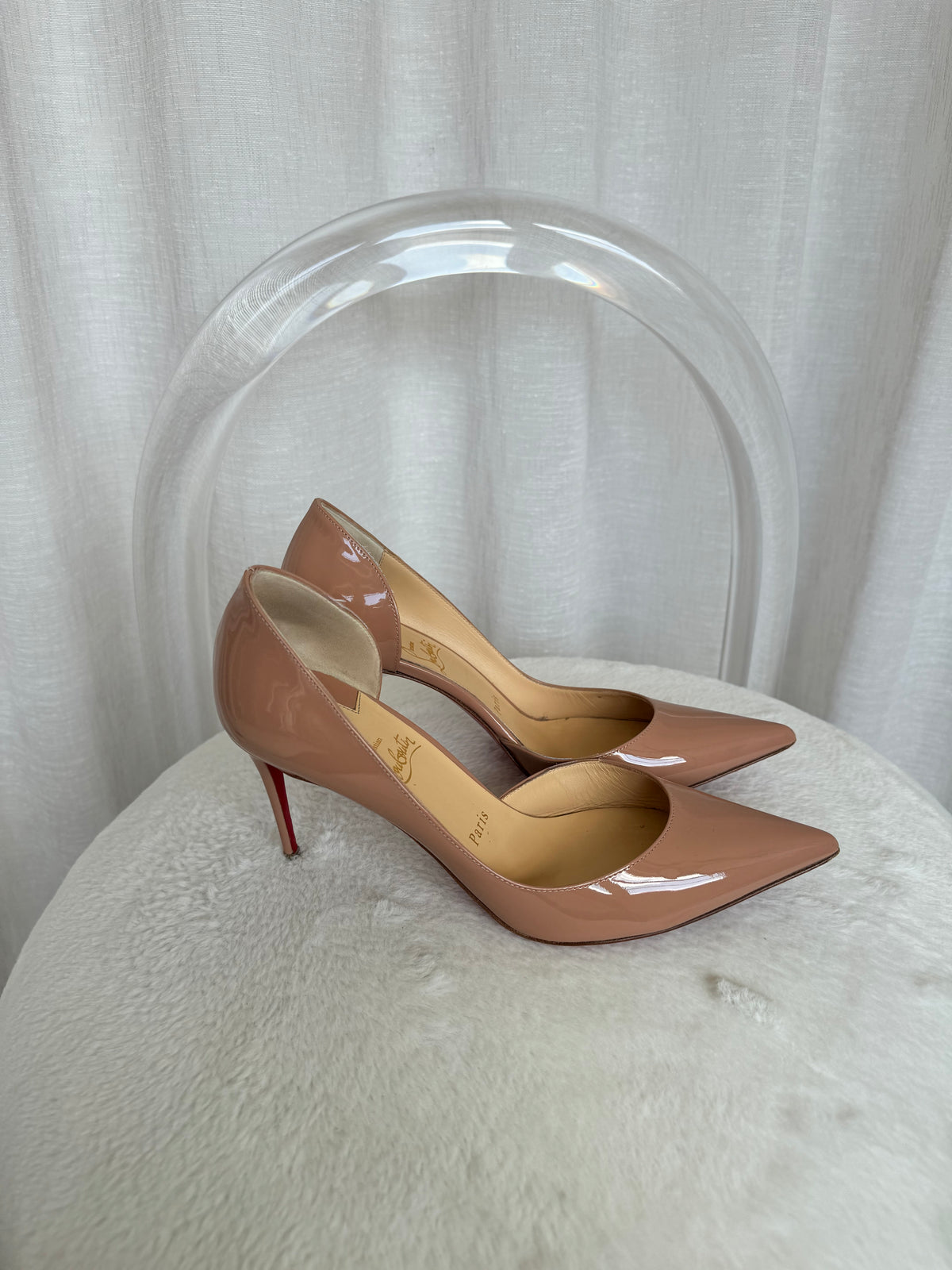 Christian Louboutin Beige Patent Iriza Pump 85mm, 39.5