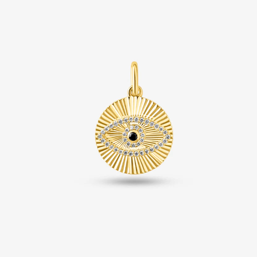 Goldie Paris Yellow Gold Evil Eye Fluted Pendant