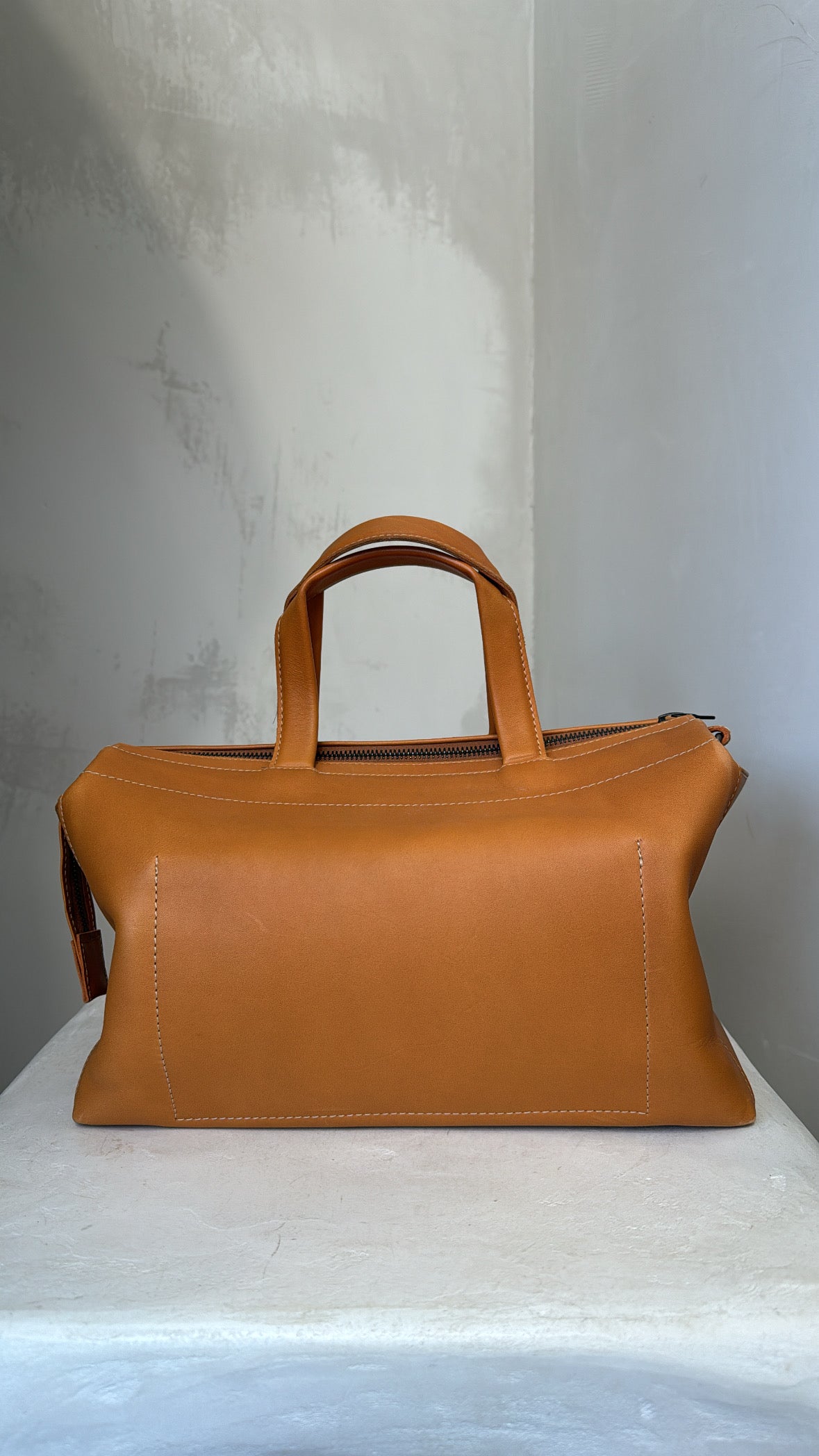 Isaac Reina Tan Bowling Bag With Shoulder Strap