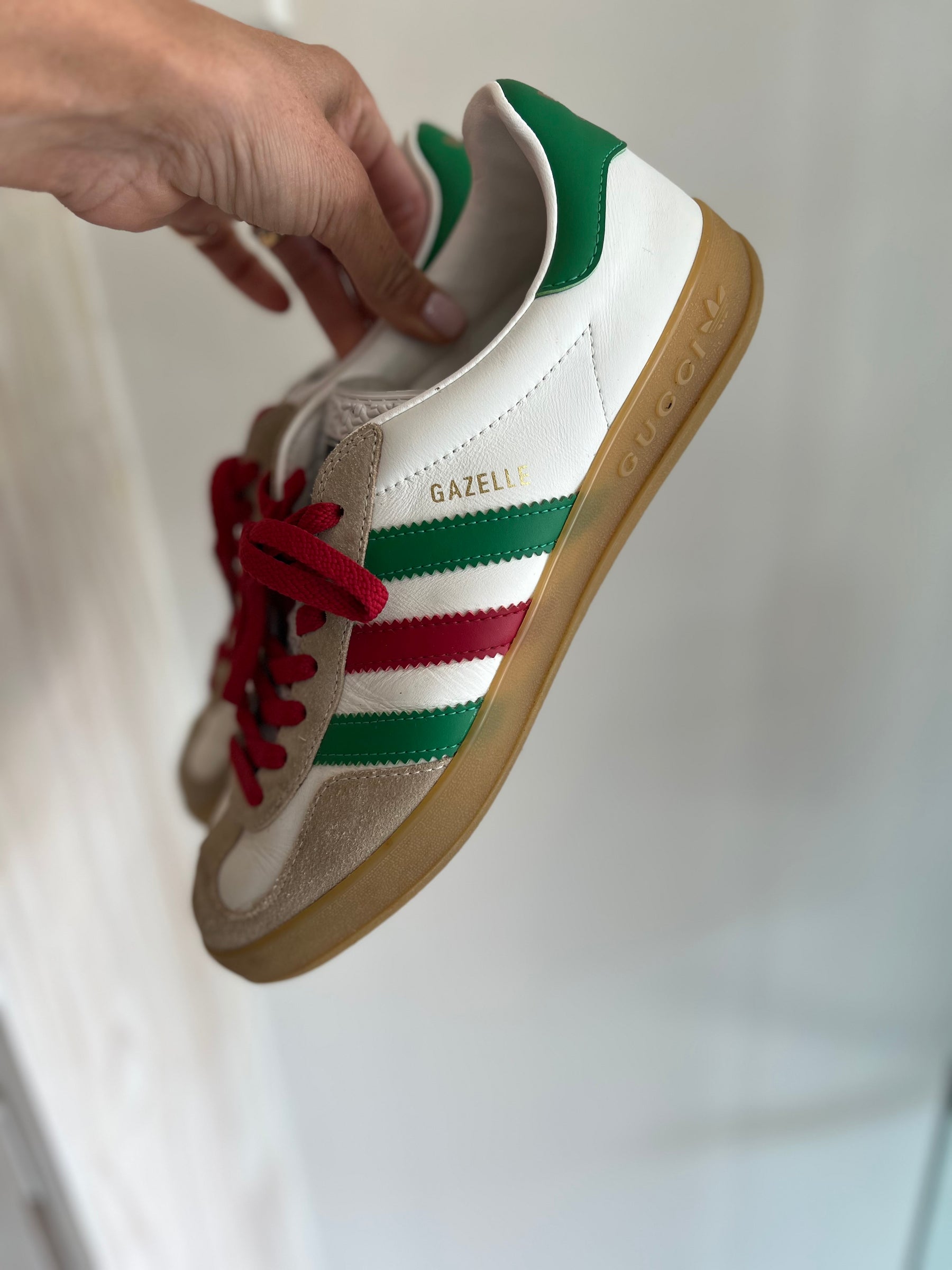 Adidas x Gucci White Red and Green Sneakers, 42