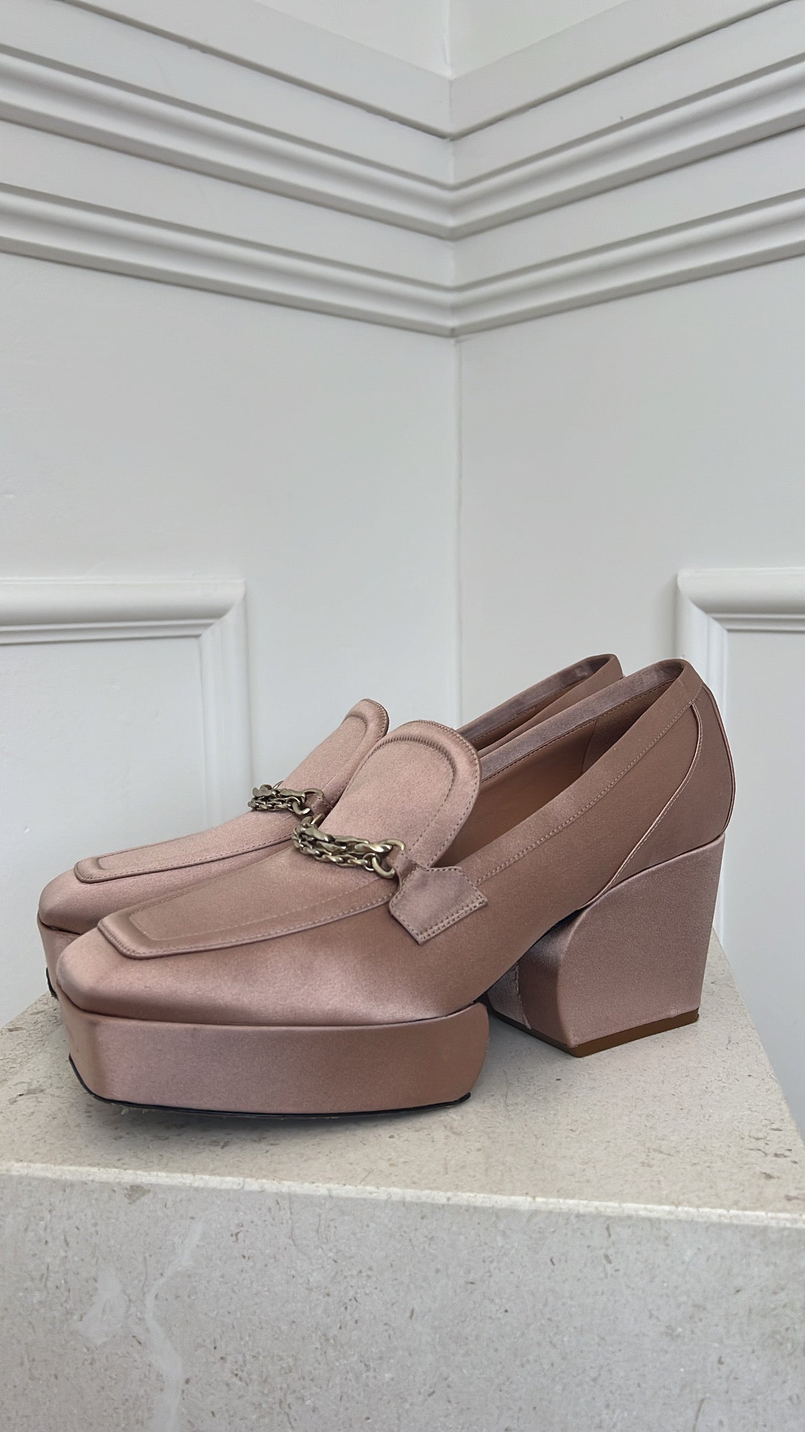 Zimmermann Blush Satin Platfrom Loafers, 40