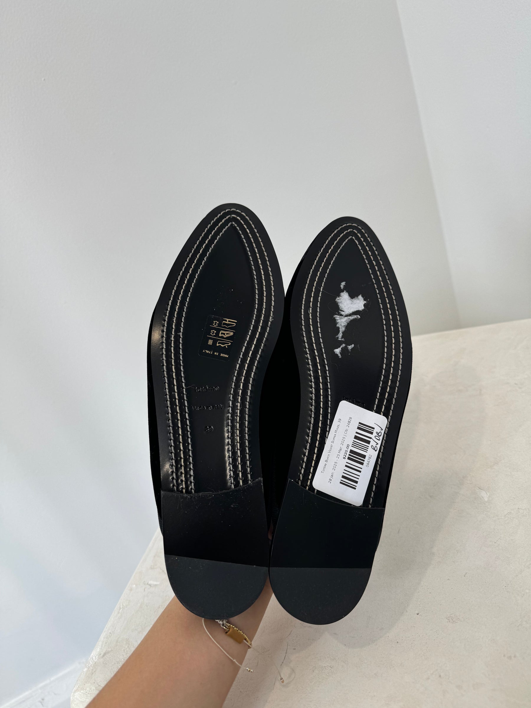 Totême Black Velvet Slipper Mules, 39