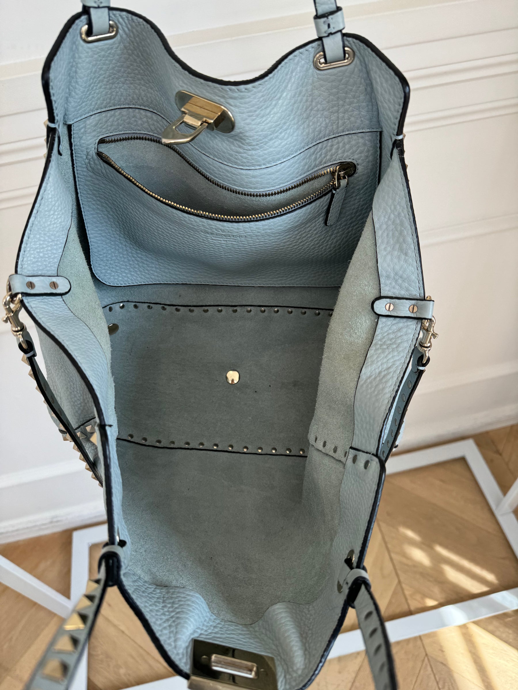 Valentino Light Blue Rockstud Tote