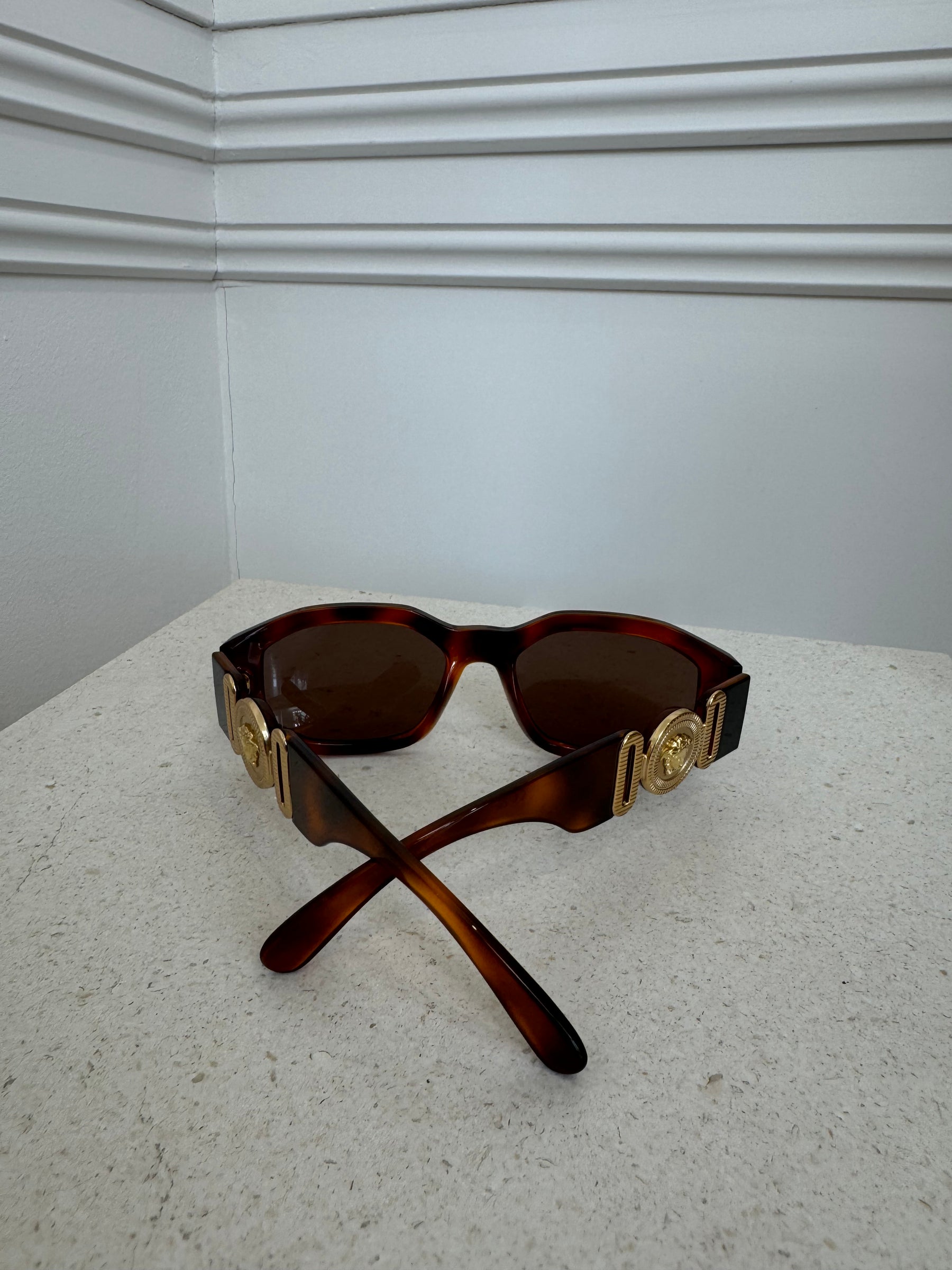 Versace Tortoishell Sunglasses With Gold Hardware