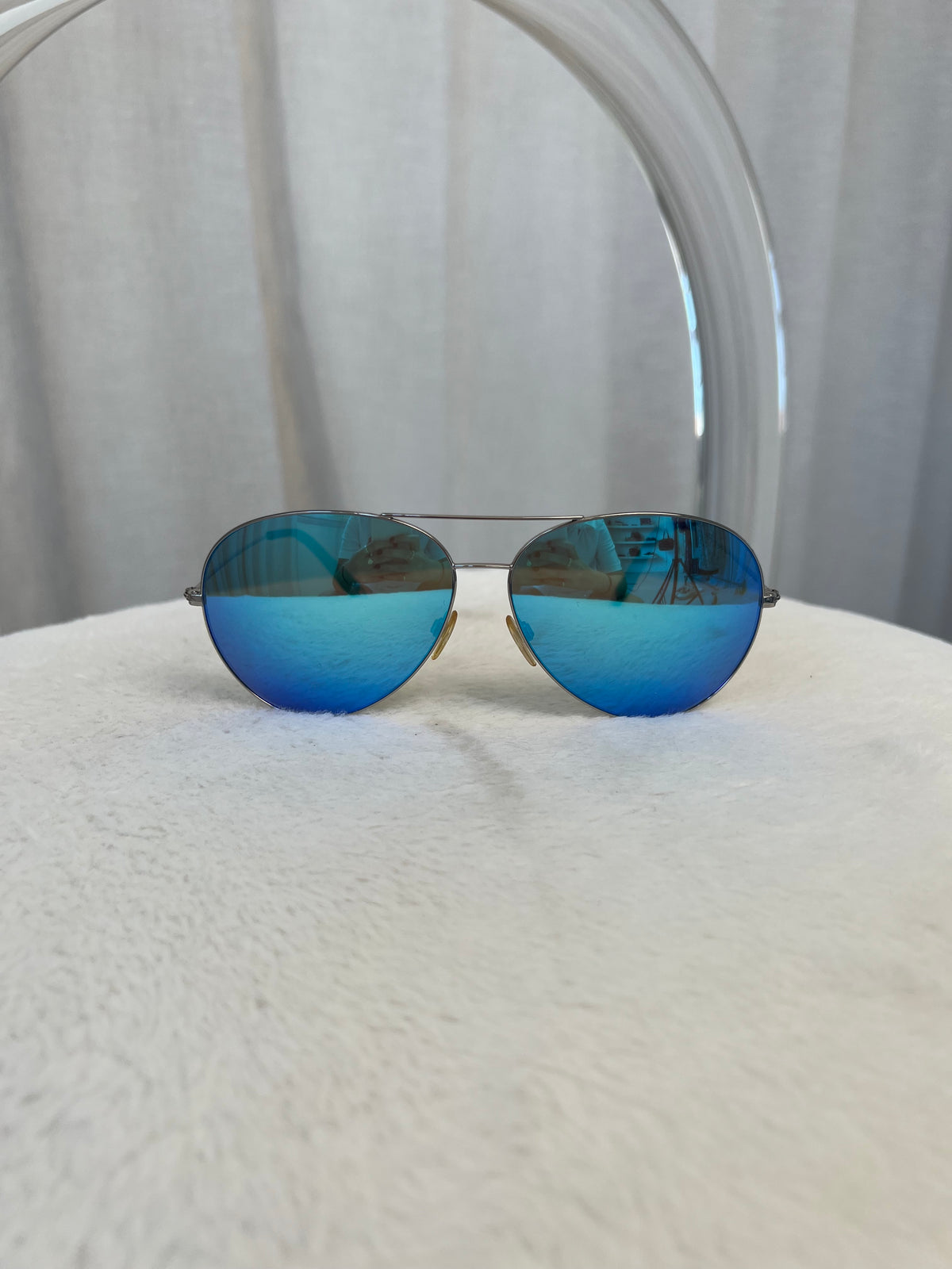 Victoria Beckham Blue Mirror Leanse Aviator Sunglasses