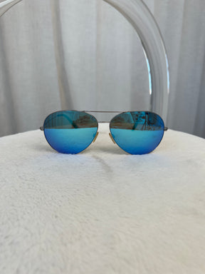 Victoria Beckham Blue Mirror Leanse Aviator Sunglasses