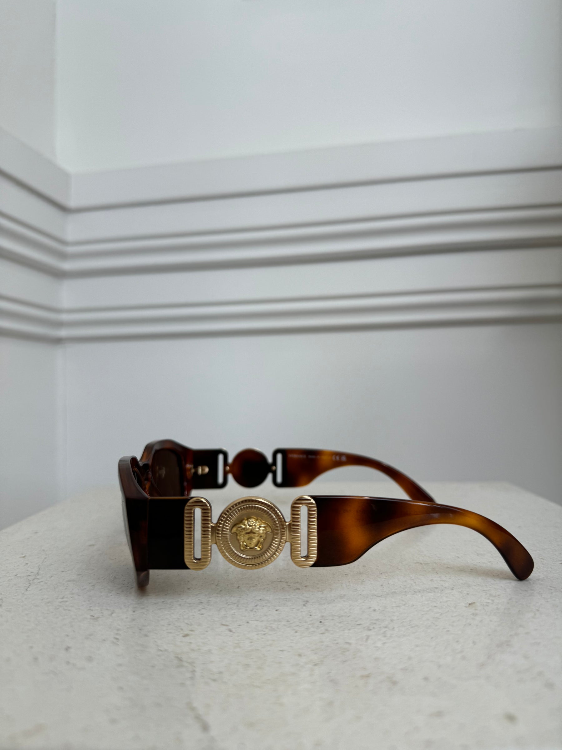 Versace Tortoishell Sunglasses With Gold Hardware