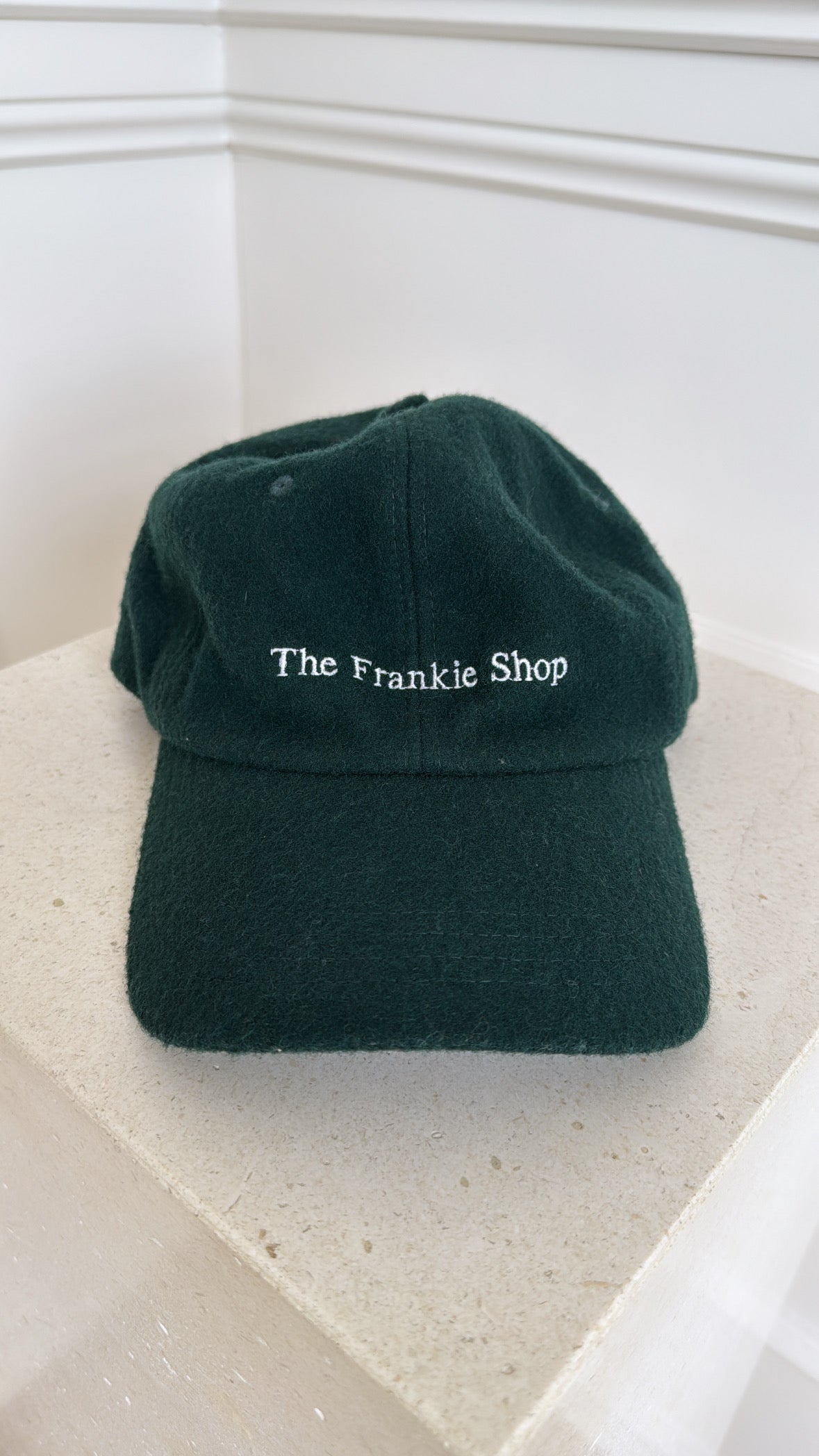 The Frankie Shop Green Wool Blend Logo Cap, OS