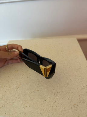 Bottega Veneta Black Sunglasses With Gold Hardware