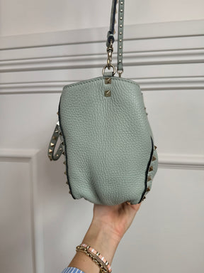 Valentino Garavani Sea-foam Leather Small Rockstud Tote